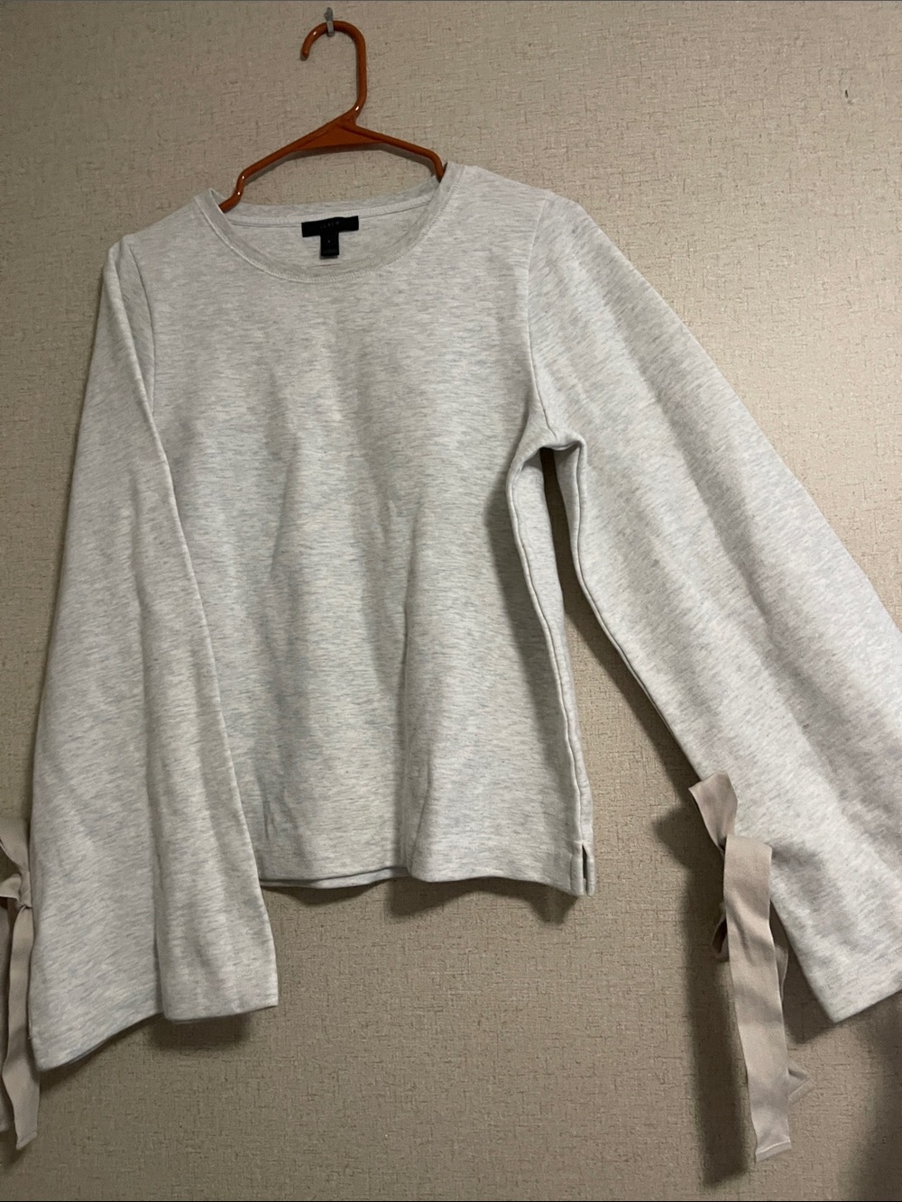 J. Crew Light Gray Crewneck Sweater with Sleeve Ties